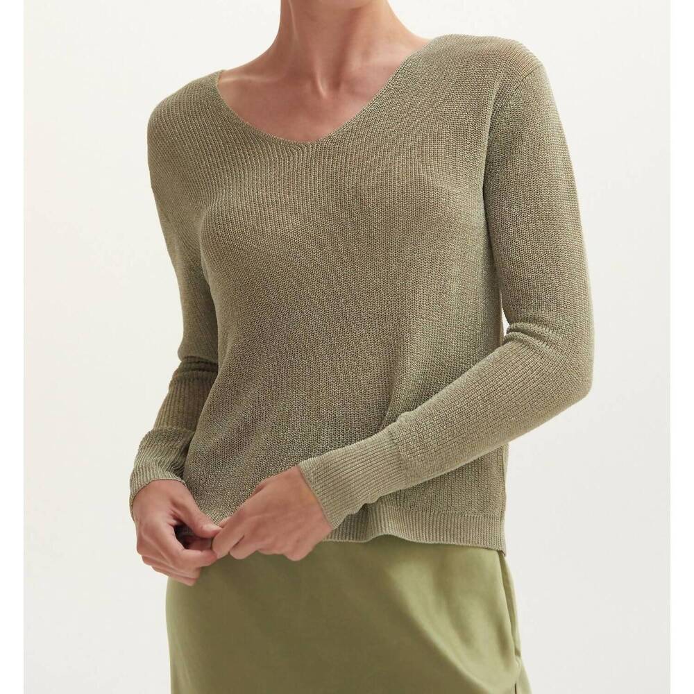 NEW CRESCENT jocelene lurex sweater top in eucalyptus